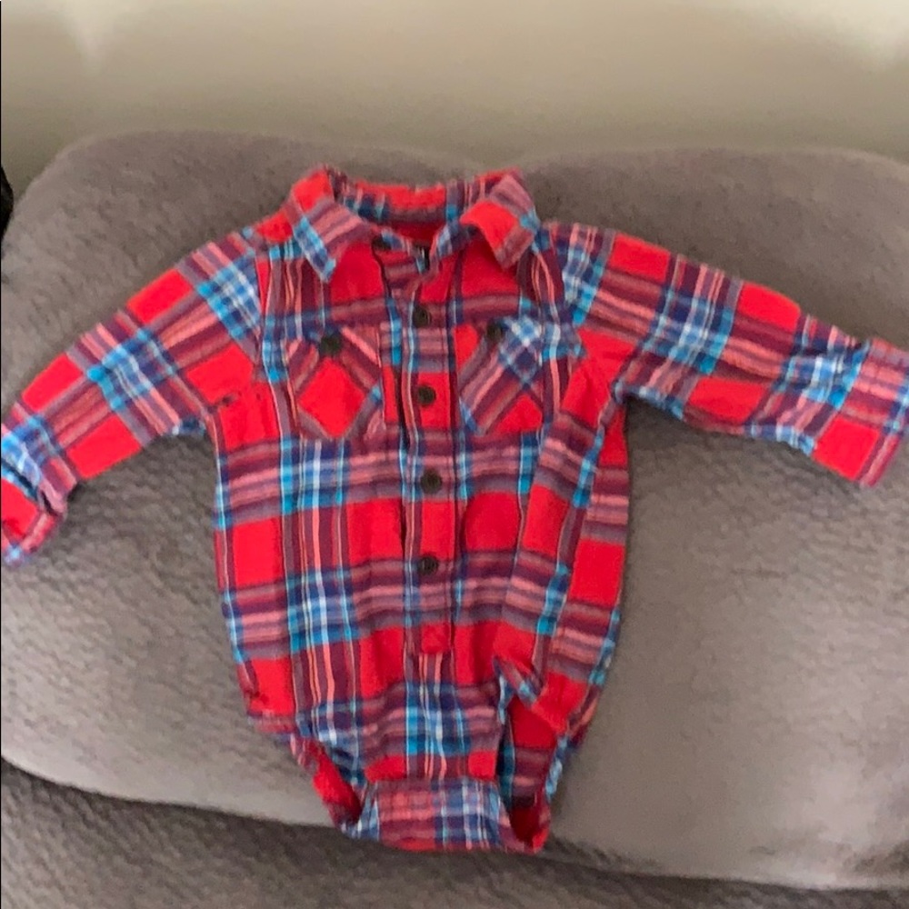 Long sleeve plaid onesie